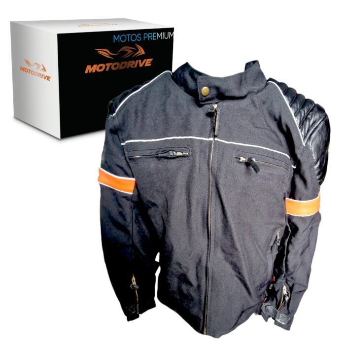 Chamarra De Cordura Piel Nylon L Motodrive Original