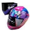 Casco Thunder Waves Azul Con Led M Kov Original
