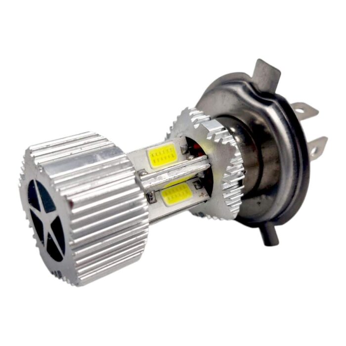 Foco faro LED H4 blanco ocho lados carcasa plata - Imagen 4