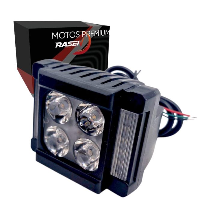 Faro auxiliar cuadrado 4 LED blanco laterales RGB