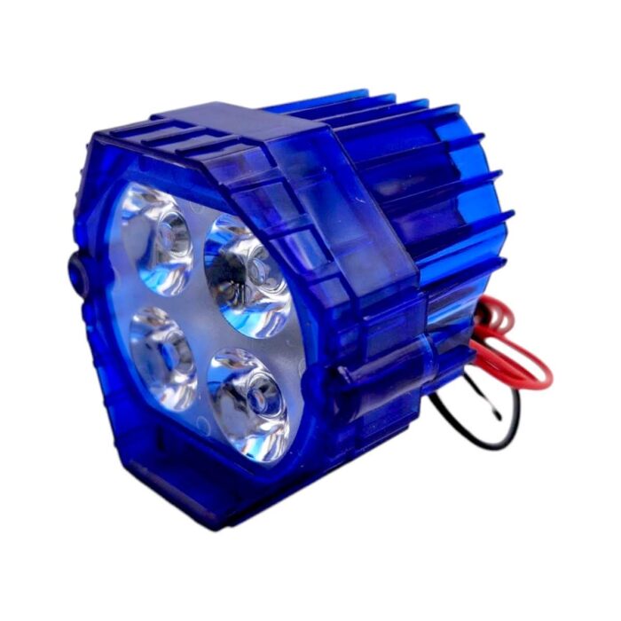 Faro redondo LED blanco carcasa azul contorno RGB - Imagen 4