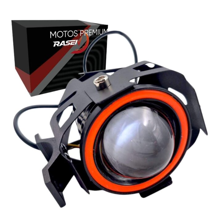 Faro LED lupa ojo ángel rojo luz blanca estrobo