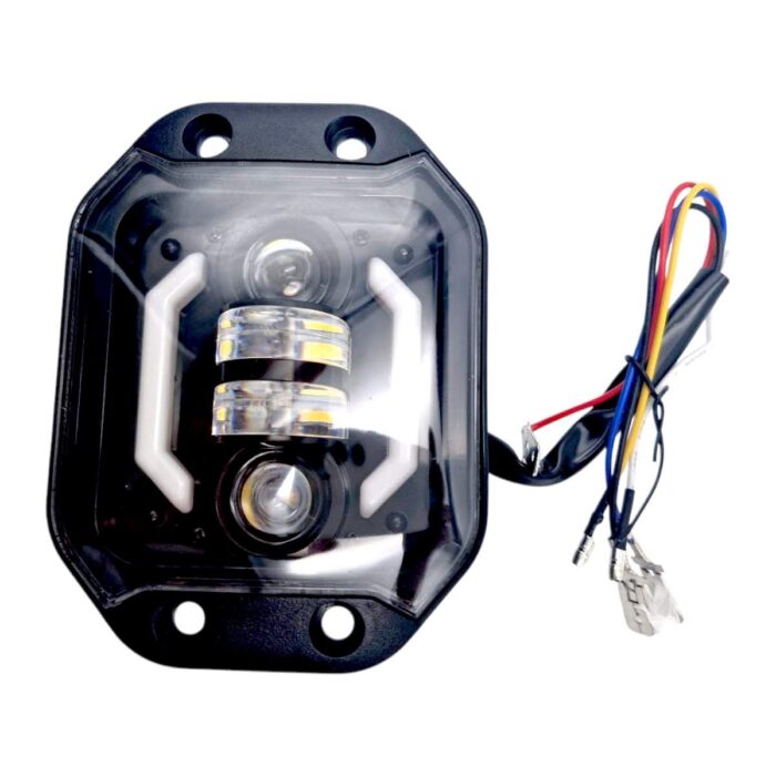 Faro LED 2 estrobo ojo ángel contorno blanco-amarillo - Imagen 2