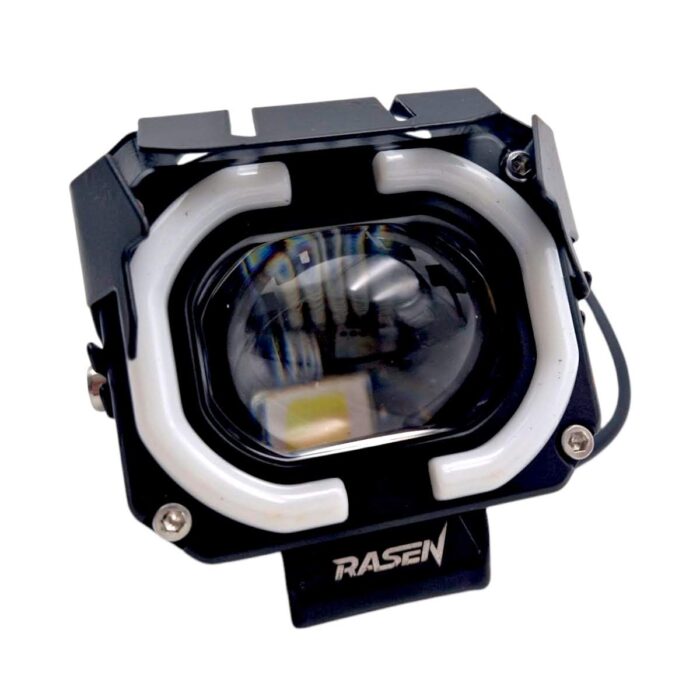 Faro Auxiliar Cuadrado Rasen Luz Blanca Amarilla Aro Azul - Imagen 4