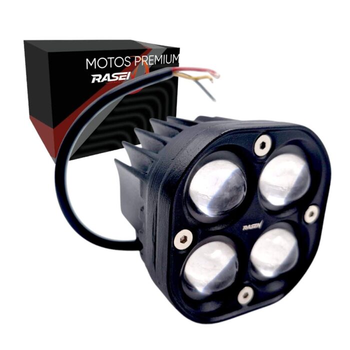 Faro auxiliar hexagonal 4 LED lupa blanco y amarillo