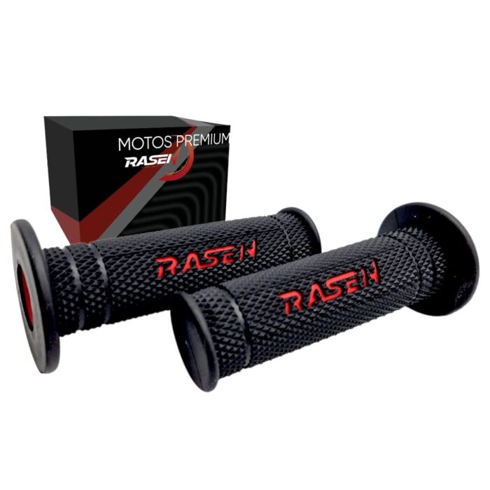 Puño caucho deportivo ranurado negro con rojo