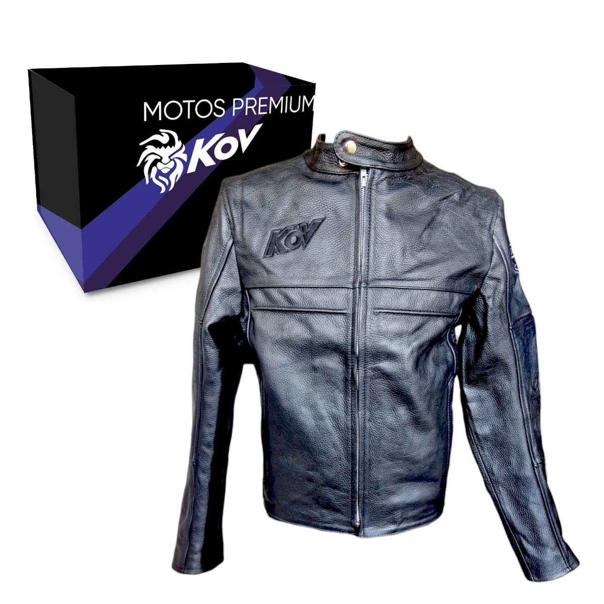 Chamarra piel con protecciones V1 Negra XL Kov Original